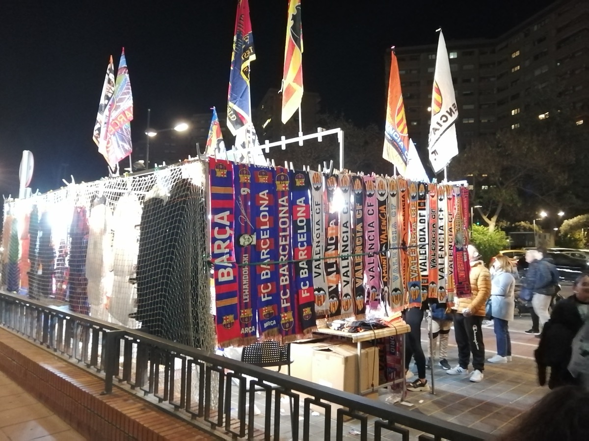 Fans outside a La Liga stadium